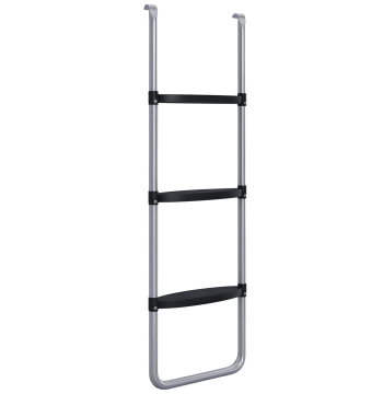 Escada para Trampolim de Aço Escada para Trampolim de 3 ou 2 Degraus com Degraus Largos e 2 Ganchos Capacidade 120 kg 110x32 cm Prata