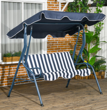 Pallone da giardino 2-3 posti, Palloncino esterno con Risveglio regolabile, Struttura impermeabile e in acciaio, per Patio, Balcone, 170x110x153 cm, Blu