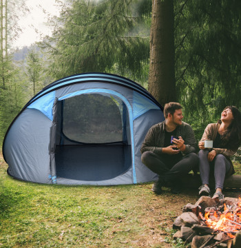Tenda di campeggio pop-up per 2-3 persone tenda di campeggio istantanea con Pocket Windows e Anti-UV borsa di trasporto impermeabile 263.5x220x123 cm Blu
