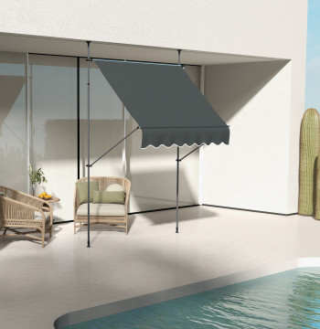 Rétractable manuel vers l'ouest avec Manivela 200x120x210-300 cm Balcon Awkward Imperméable et anti-UV Hauteur réglable Balcon Awkward pour Jardin Dark Gray Terrace