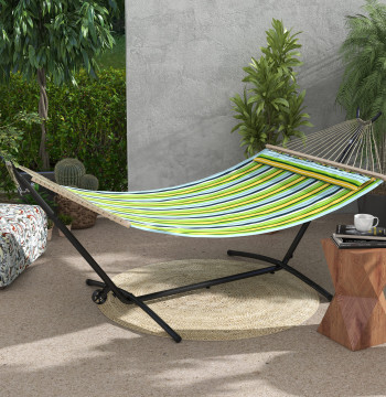 Struttura di rete in acciaio per rete di letto Capacità 220 kg con ruote 2 ganci regolabili in 6 livelli e borsa di trasporto 290x120x115 cm Nero