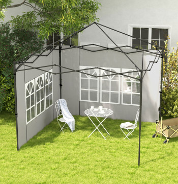 Conjunto de 2 Paredes Laterais para Tendas de 3x3m e 3x6m Paredes Laterais para Tendas com Janelas Transparentes 293x193cm Branco