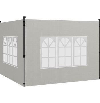 Conjunto de 2 Paredes Laterais para Tendas de 3x3m e 3x6m Paredes Laterais para Tendas com Janelas Transparentes 293x193cm Branco