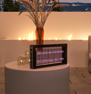 Lámpara Anti-Mosquitos con luz led Mata Mosquitos eléctrico 8W Efectivo para 60 m2 con corriente para interior Jardín Terrazo Pátio 49x6x25 cm Negro
