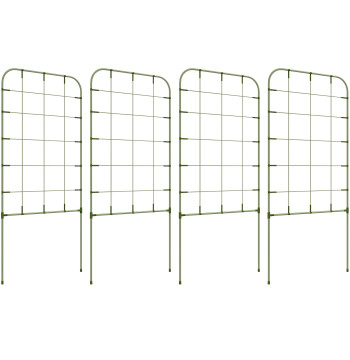 Conjunto de 4 Trenes de Jardín Soportes para Plantas Trenes con Estructura de Acero para Frutas Vegetales Flores 40x90 cm Verde