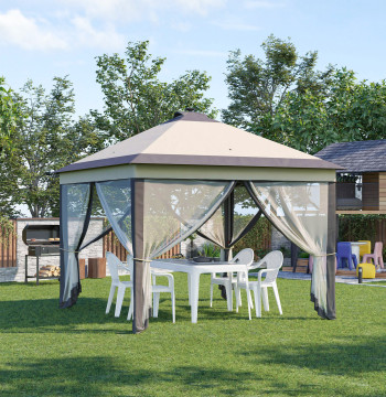 Tenda pieghevole esterna 3,3x3,3x2,9 m con luci a LED e controllo della tenda da giardino remoto con 4 zanzare rimovibili e Borsa da trasporto accampata