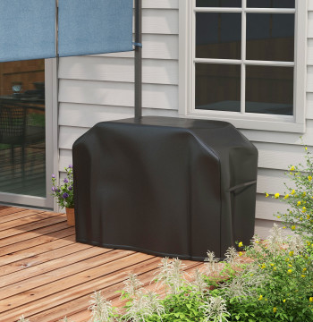 Capa para barbacoa Retangular en tela Oxford 420D Anti-UV Impermeable Antipó con Cordón 124x61x91 cm Negro
