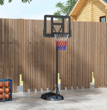 Table de basketball avec hauteur réglable 216-277 cm Anneau de basketball extérieur avec roues et base rechargeable pour adolescents noir