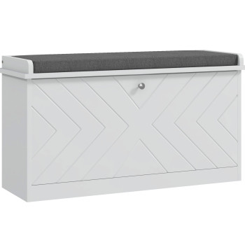 Banco Sapateira Moderno Móvel Sapateira com Banco de Madeira com Prateleiras Regolabile e Cuscino imbottito per 8 coppie di scarpe da ingresso Corridoio 80x26x44.5 cm Bianco