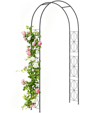 Arco de Jardín de Metal Arco Decorativo con Diseño de Treliça para Plantas Trenes para decoración Pátio Terrazo 114x30x230 cm Negro