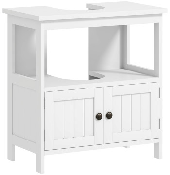 Móvil para Lavatorio Pousar con Gabinete de 2 Puertas Estante Abierto y Estante Ajustable Interior Carga 30 kg 60x30x60 cm Blanco