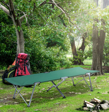 Camp lit pliable Camp lit avec structure métallique charger 136 kg pour la plage Randonnées 193x64x40 cm vert