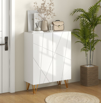 Mobile Input Shoemaker Closet Shoemaker con Conchiglie Regolabili per 15-20 Scarpe Corridor Coppia Input 72x31,5x95 cm Bianco