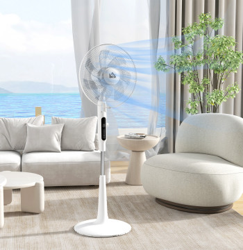 Viento de pie con control Remoto 40 W Viento de Pé ajustable en altura con 7 Pás 28 Velocidad 3 Modos Oscilación de 75° Temporizador y Función Repelente de Mosquitos Blanco