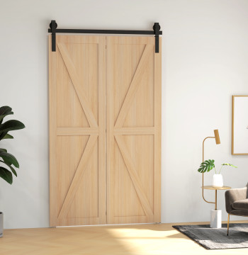 4FT/ 122CM Kit de cierre para puerta deslizante plegable para 2 puertas con carril para granero negro