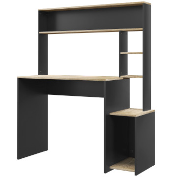 Secretaria para computadora con Estante de 3 Niveles Mesa de estudio con soporte para CPU y Prateleira Superior para Casa Oficina 114x45x138 cm Ciza y Natural