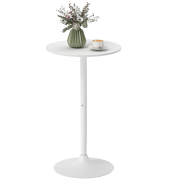 Mesa de Bar Redonda Mesa Alta de Cozinha Moderna com Bancada Pintada e Estrutura de Aço para 2 Pessoas para Casa Sala de Jantar Ø60x102 cm Branco