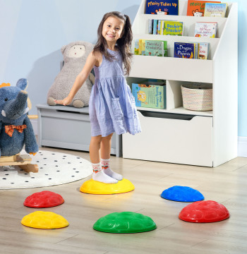 Pedras de Equilíbrio para Crianças de 3 a 8 Anos Conjunto de 6 Pedras de Equilíbrio Empilháveis com Base Antiderrapante para Treino de Equilíbrio e Promover a Coordenação Multicor