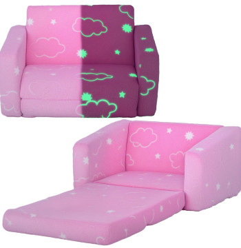 Pistola per bambini pieghevole Divano per bambini 2 in 1 Divano per bambini imbottito in tessuto luminoso con Nunes Design e Rivestimento lavabile per Dorm Pink Living Room