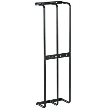 Toalheiro de Casa de Baño Toalheiro de Parede con 3 Barras y Estructura de Metal Soporte para toallas 21x12x74 cm Negro