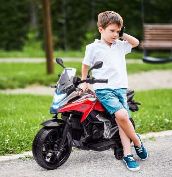 Vélo électrique pour enfants 3-6 ans Honda Batterie Moto 12V avec USB MP3 LED vélo pour enfants avec vitesse 3 km/h Cargo 30 kg Rouge
