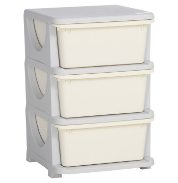 Organizador de Juguetes para niños por encima de 3 Años 3 Gavetas Arrumación para Juguetes Ropa Libros 37x37x56,5 cm Bege