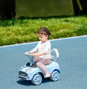 Walker de voiture pour bébés de 18-36 mois Walker de voiture avec Flyer Horn et système anti-tomb charge 25 kg 53x25x35 cm Bleu clair