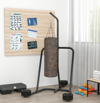 Support Boxe Sac Boxe Support avec Structure en acier Charge 60 kg pour Speed Balls Gym Training Box 160x115x208 cm Noir