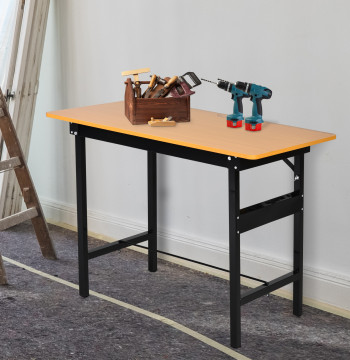 Bancada de Trabajo Dobrable Mesa de Trabajo plegable con Regua Transferidor Carga 100 kg 100x60x75,5 cm Madeira y Negro