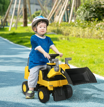 Excavatrice de voiture Caterpillar pour enfants de 18 à 36 mois avec lame avant et charge de corne 25 kg 78x29,5x54 cm Jaune