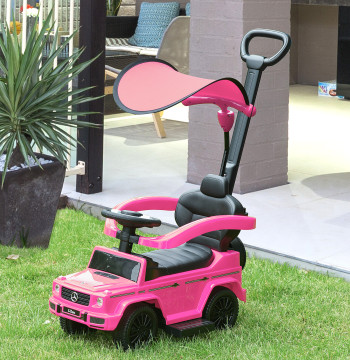 Marcheur de voiture de voiture pour les enfants de plus de 12 mois Mercedes G350 avec dossier amovible à capuchon de corne et protection support 85,5x40.5x95 cm Rose