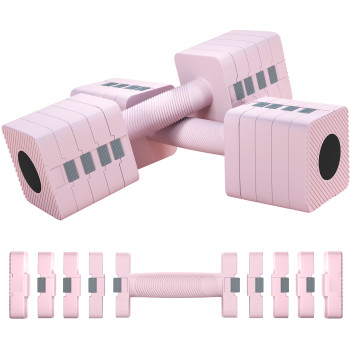 Halteres Ajustáveis 5 kg Conjunto de Halteres com Pega Antiderrapante e Desenho Quadrado Conjunto de Halteres para Treino em Casa Ginásio Escritório Rosa