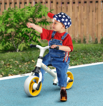 Bici senza pedali per bambini da 18-48 mesi Bici da bilancia con sedile regolabile in altezza carico 25 kg 66.5x34x47 cm Bianco