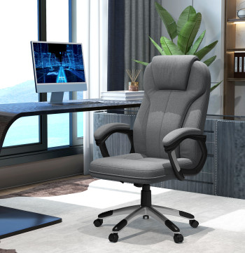 Sedia da ufficio girevole Sedia da ufficio ergonomica con supporto regolabile in altezza per braccioli e schienale imbottito in fibra sintetica 66x75x110-120 cm Grigio