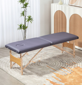 Marquesa de Masaje Dobrable Mesa de Masaje Portátil con Apoyo de Cabeza Estructura de Madeira Marquesa Fisioterapia con Altura Regulable y Bolsa de Transporte 186x60x61-87 cm Roxo