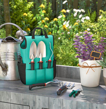 9 utensili da giardino set parti utensili da giardinaggio in alluminio Set con sicuro blocco Podar Forbici e Verde e Nero Garden Bag