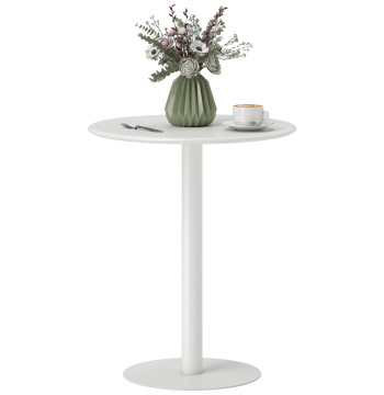 Tavolo rotondo per 2 persone Tavolo da cucina in acciaio per interni ed esterni Ø60x72 cm Bianco