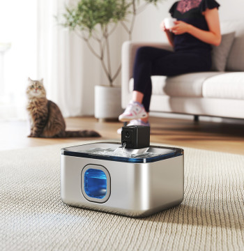 Source d'eau pour les chats en acier inoxydable 5L Automatique pour les chats Source d'eau pour divers masques avec LED Light Super Silent Motion Capteur et Pompe de Filtre 3 Étapes 25.3x20x18 cm Noir