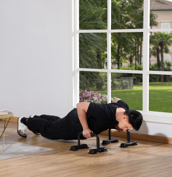 Acciaio Calisthenia barre parallele con base antiscivolo e peli imbottiti per allenamento fitness in palestra o casa 36x25x20 cm Nero