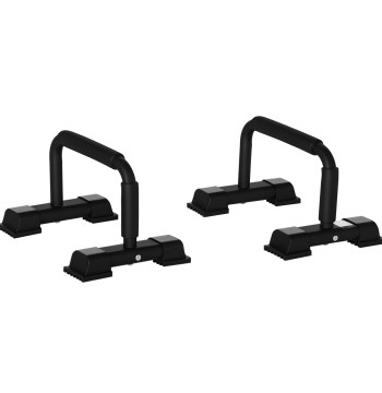 Barras Paralelas de Calistenia em Aço com Base Antiderrapante e Pegas Acolchoadas para Treino de Fitness em Ginásio ou em Casa 36x25x20 cm Preto