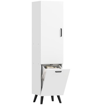 Coluna Casa de Banho Armário Alto Casa de Banho Estreito com 2 Portas e Prateleiras Móvel para Sala de Estar Cozinha 35x31,5x144 cm Branco