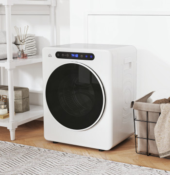 Séchoir 3 KG 1000W Fonction de séchage Fonction anti-rides Stérilize minuterie LED écran tactile tambour acier inoxydable 49x43x61 cm Blanc