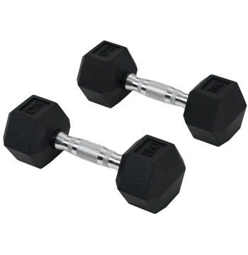 Conjunto de Halteres Hexagonais 2 x 5 kg Conjunto de Pesos com Barras de Conexão Kit de Treino de Fitness para Ginásio em Casa