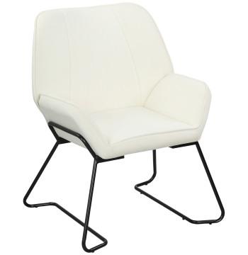 Poltrona Sala de Estar Moderna Poltrona de Leitura com Assento Largo e Acolchoado Estofada em Veludo Pés de Metal Poltrona para Dormitório 70x67,5x87 cm Creme