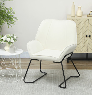 Poltrona Sala de Estar Moderna Poltrona de Leitura com Assento Largo e Acolchoado Estofada em Veludo Pés de Metal Poltrona para Dormitório 70x67,5x87 cm Creme