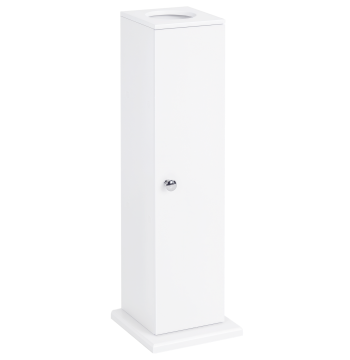 Salle de bain Cabinet Mobile Salle de bains avec orifice pour papier toilette et coquilles Style moderne pour petits espaces 19.5x19.5x65 cm Blanc
