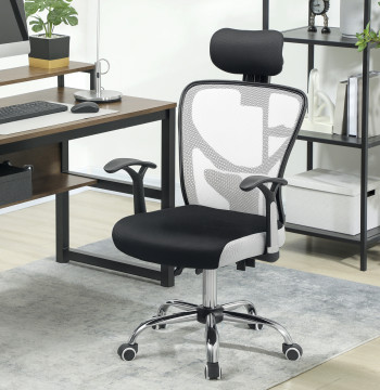 Sedia di ufficio per segretaria girevole con altezza regolabile Funzione di reclinazione Testa e supporto Lombar 62x67x108-118 cm Grigio