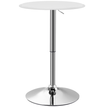 Mesa de Bar com Altura Ajustável Giratória 360° com Base Redonda Mesa Alta Moderna para Cozinha Sala de Jantar Ø63x67-93 cm Branco