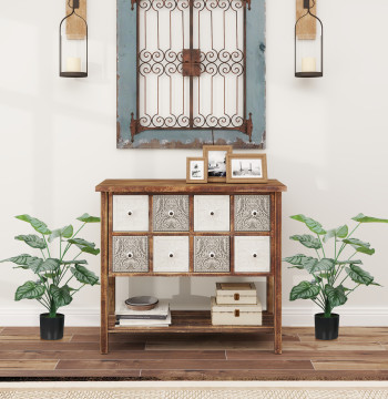 Set di 2 Piante Artificiali Decorative 65 cm Piante Artificiali con Vaso e Fogli per Interior House Living Room Green Office
