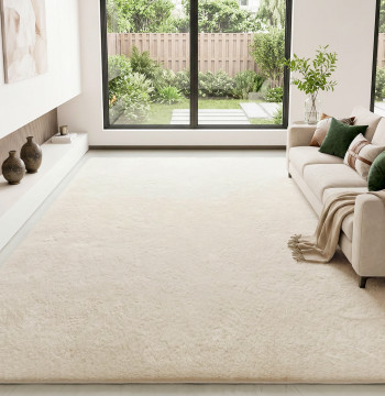 Tapete para sala de estar 230x160 cm Tapete Lavable a la máquina Por Longo Macio Estilo Moderno Tapete para Sala de estar Habitación de Cena Creme